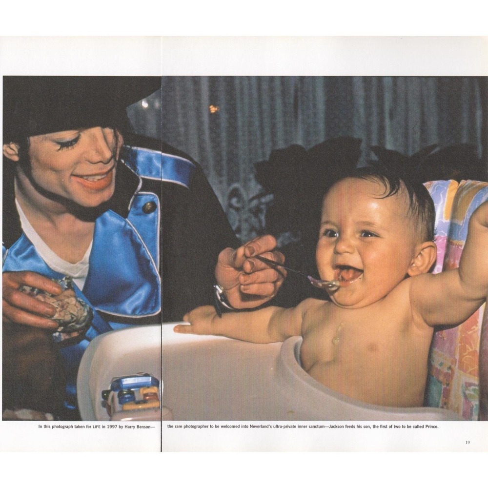 Michael Jackson c. late 1990s with Son Prince Two Page Photo Magazine Print
